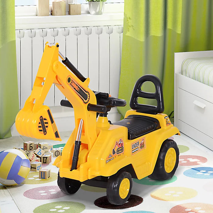 3 In 1 Ride On Excavator Toy Pulling Cart Pretend Play Construction Tr