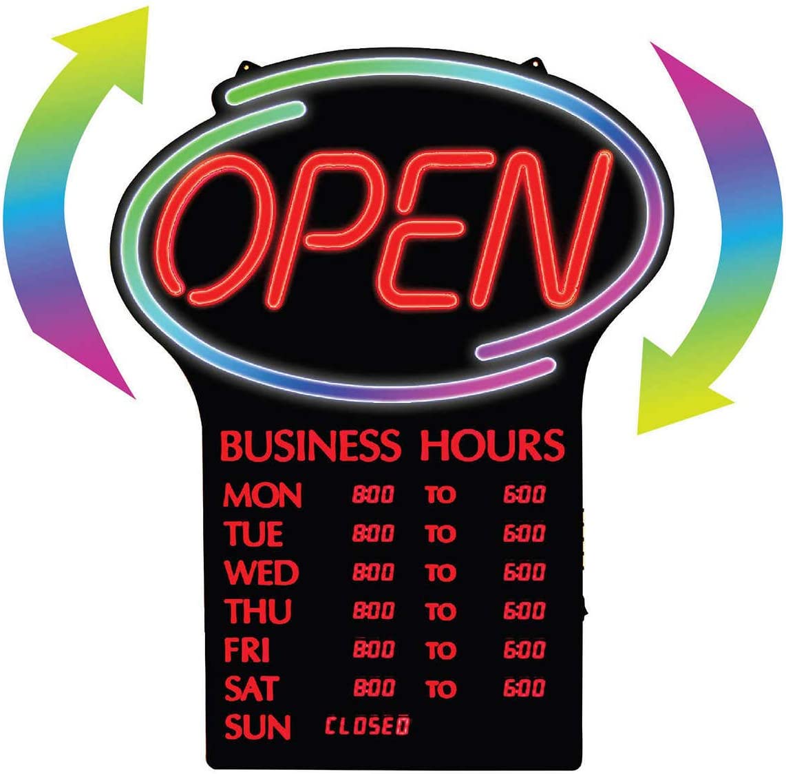 Newon LED OPEN Sign with Programmable Business Hours and Flashing Effe